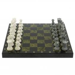 Шахматы &amp;quot;Стаунтон&amp;quot; из мрамолита доска 40х40 см змеевик