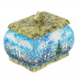 Шкатулка с рисунком &amp;quot;Зима&amp;quot; змеевик 10х7,5х9 см