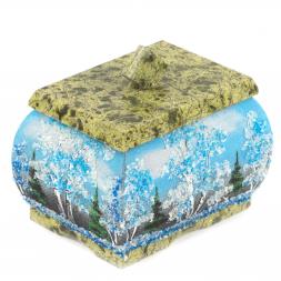 Шкатулка с рисунком &amp;quot;Зима&amp;quot; змеевик 10х7,5х9 см
