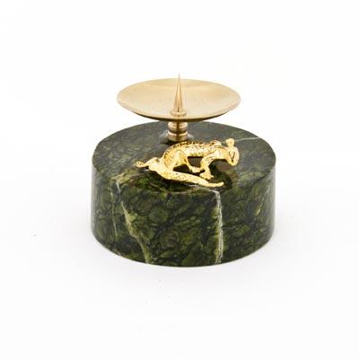 Подсвечник &amp;quot;Ящерица&amp;quot; из натурального змеевика круглый 113384