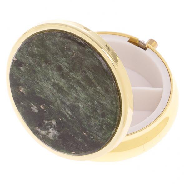 Таблетница на 3 отделения камень актиновит цвет золото 125906