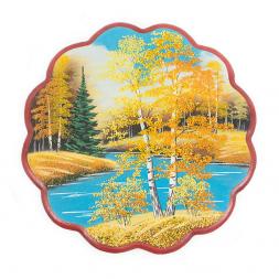 Панно с рисунком из камня &amp;quot;Осенний пейзаж&amp;quot; круглое 36x36 см