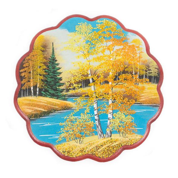 Панно с рисунком из камня &amp;quot;Осенний пейзаж&amp;quot; круглое 36x36 см 112324