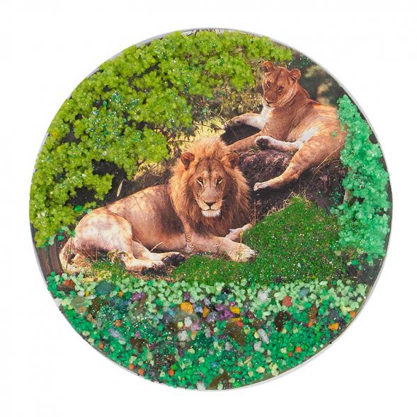 Магнит с рисунком &amp;quot;Пара львов&amp;quot; змеевик 117766