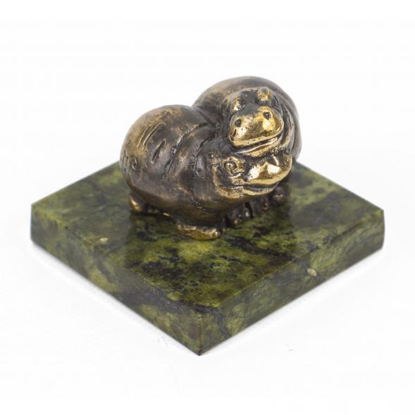 Статуэтка &amp;quot;Пара бегемотов малые&amp;quot; бронза змеевик 117937