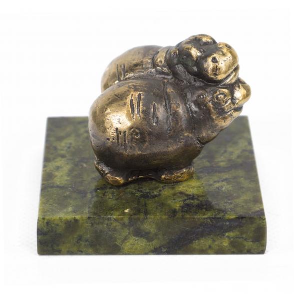 Статуэтка &amp;quot;Пара бегемотов малые&amp;quot; бронза змеевик 117937