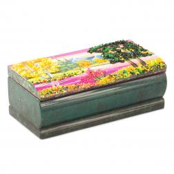 Шкатулка с рисунком &amp;quot;Осень&amp;quot; 14х7х5 см камень змеевик