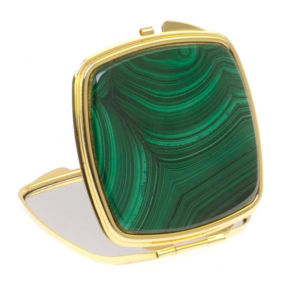 Зеркало складное карманное из малахита цвет золото 125524