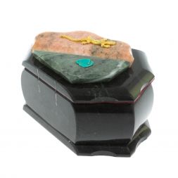 Шкатулка "Ракушка" камень змеевик / розовый мрамор 14х10х9 см