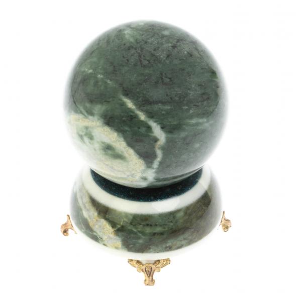 Шар Антистресс 9,5 см на подставке из змеевика ножки бронза 128899