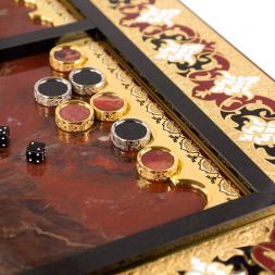 Эксклюзивные нарды "Орнамент" камень яшма Златоуст