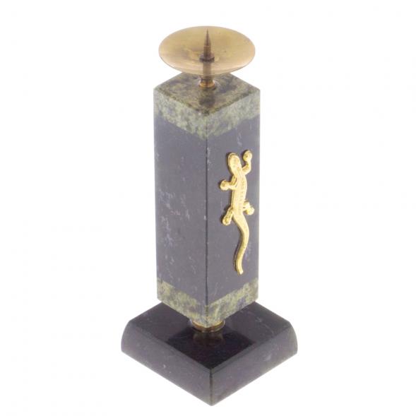 Подсвечник с ящерицей камень змеевик 4,5х4,5х13 см 122187